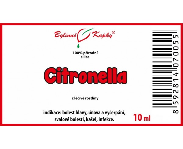 CITRONELA Aceite esencial 100% natural 10ml | Gotas de hierbas