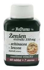 Extracto verdadero de ginseng 350 mg + equinácea + leuzea, 67 comprimidos | MEDIFARMA